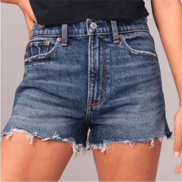 Abercrombie & Fitch The Cutoff Short High Rise Curve Love Denim Shorts Size 26 - Picture 1 of 11